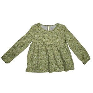 Carters Kid Girls 7/7A Green Floral Long Sleeve Tunic Top